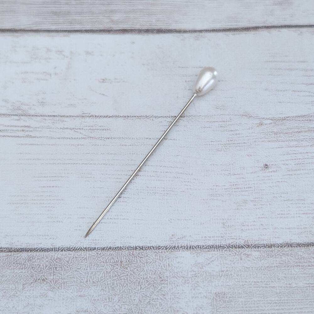 Vintage Hatpin Lapel Pin Faux Pearl